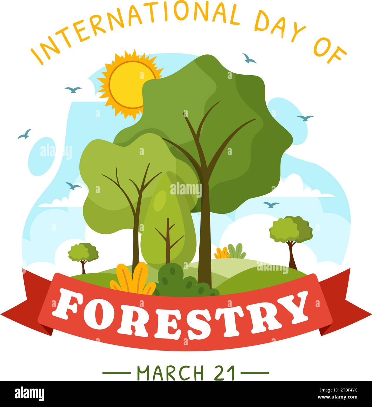 International Forest Day Vector Illustration on 21 March with Plants