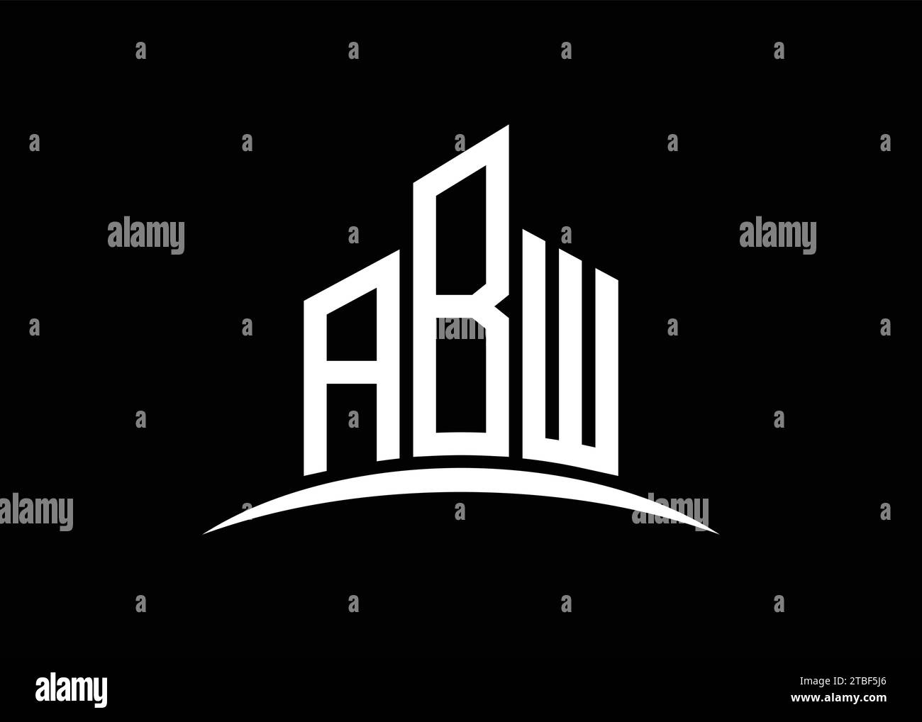 Letter ABW building vector monogram logo design template. Building