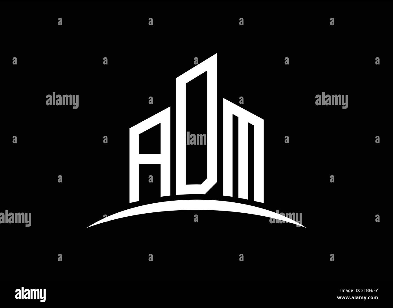 Letter ADM building vector monogram logo design template. Building Shape ADM logo. Stock Vector