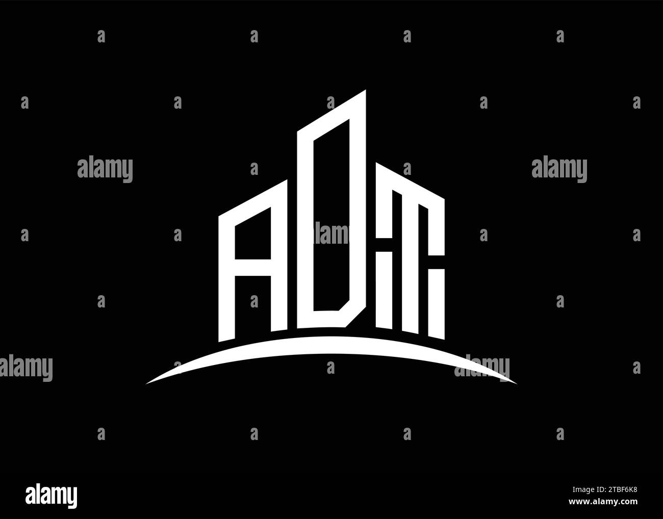 Letter ADT building vector monogram logo design template. Building Shape ADT logo. Stock Vector