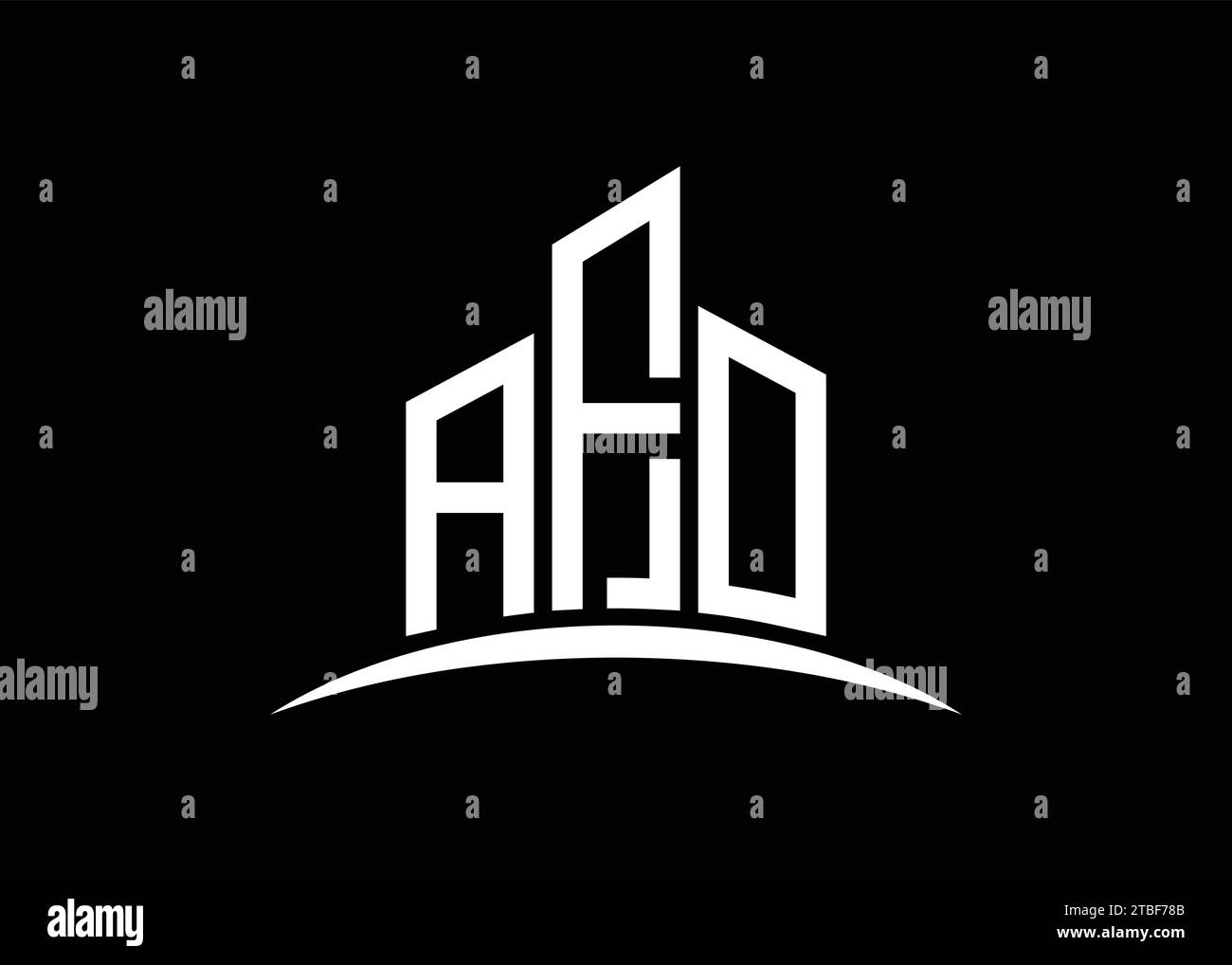 Letter AFO building vector monogram logo design template. Building Shape AFO logo. Stock Vector