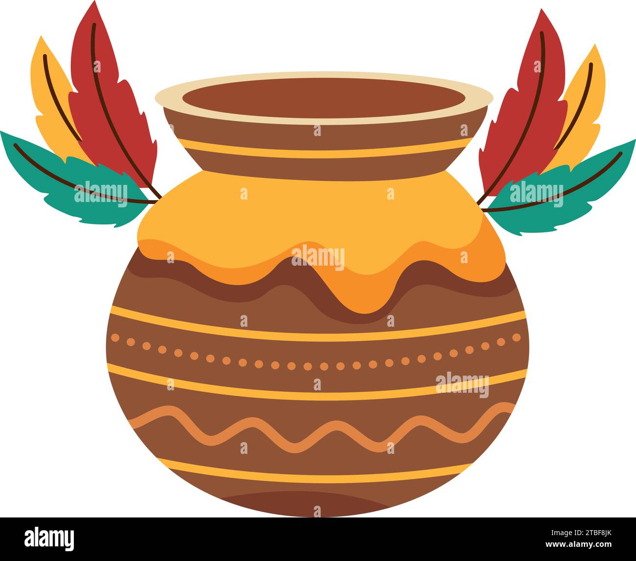 indian vase with feathers vector isolated Stock Vector