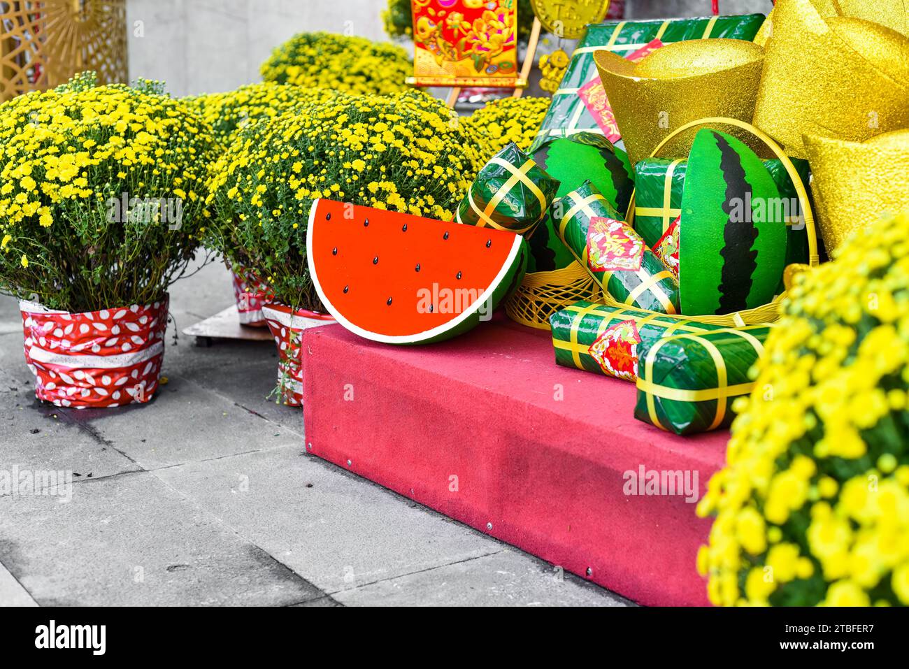 Nha Trang, Vietnam 13 January 2023 decoration and chrysanthemums