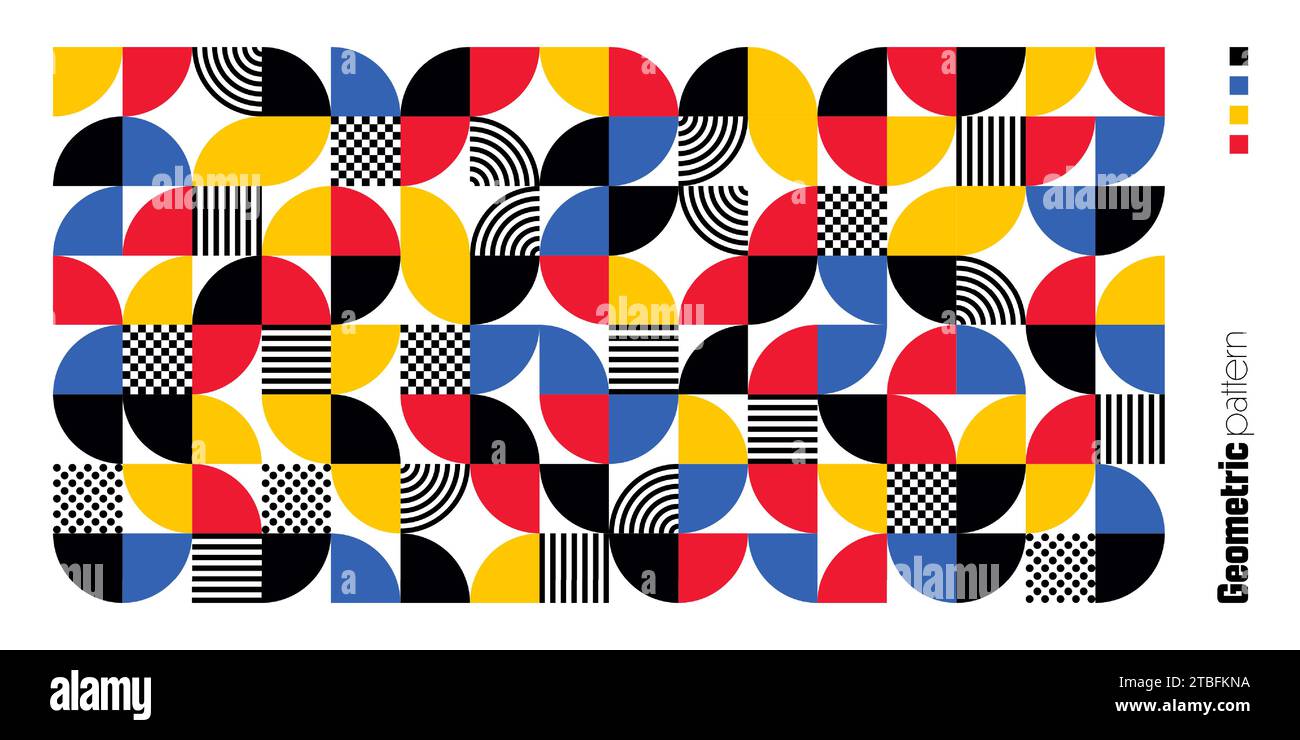 Geometric trendy pattern, Bauhaus style. Modern colorful background ...