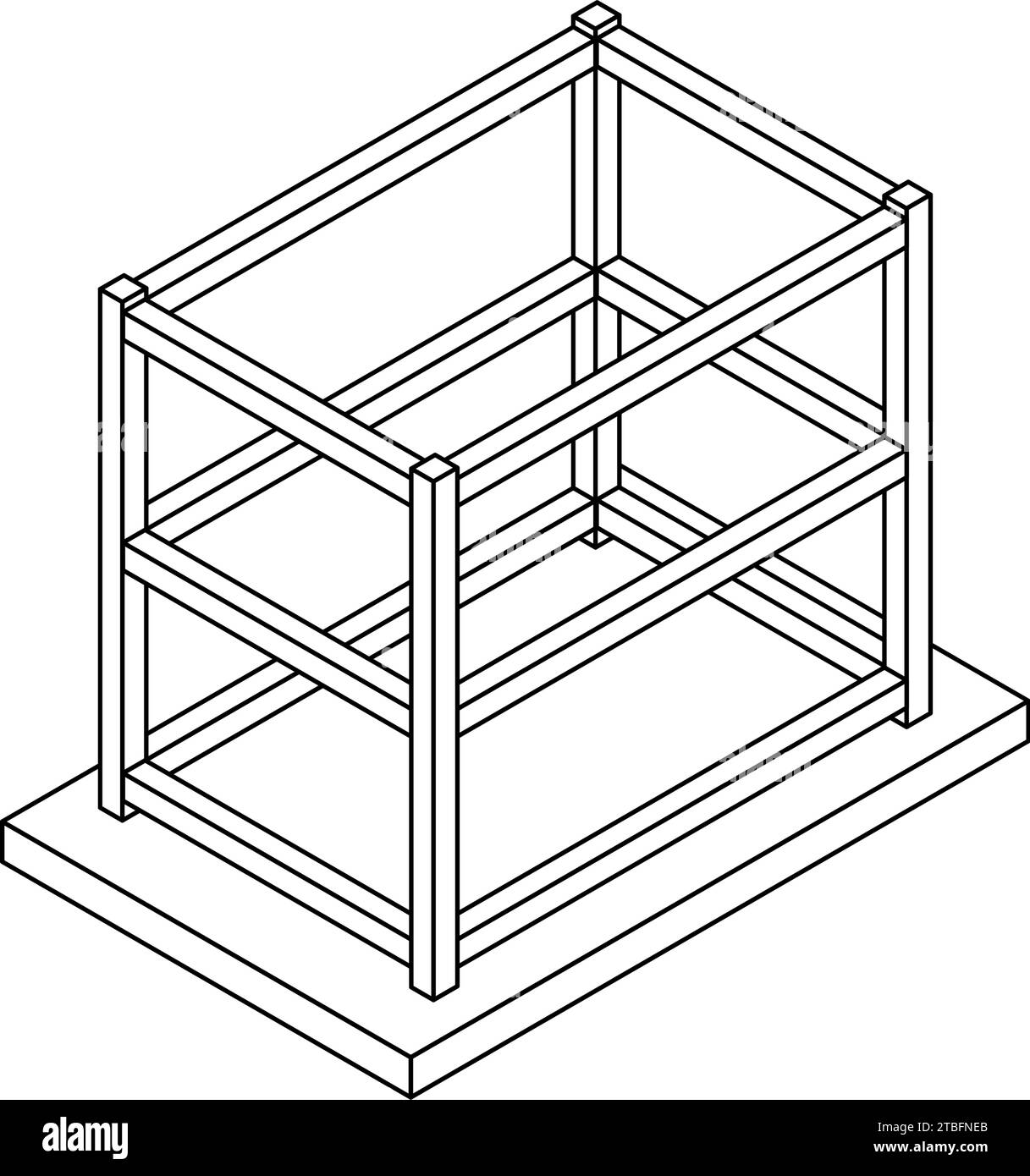 Illustration of building structure, isometric illustration of steel
