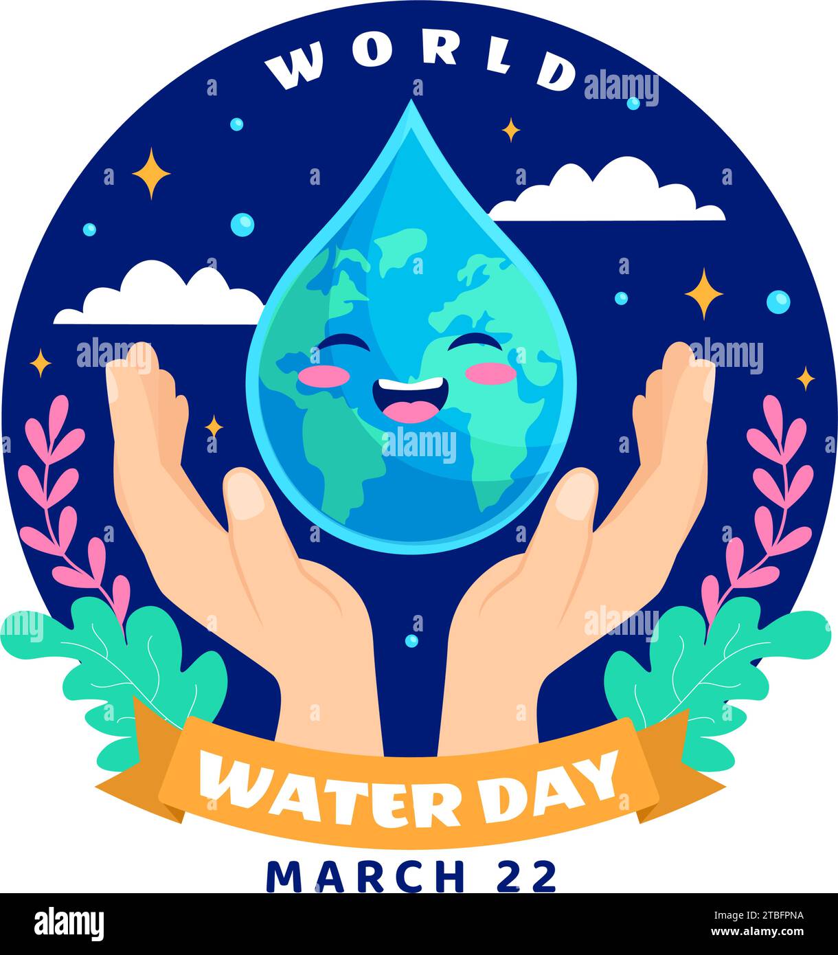 World Water Day Vector Illustration on 22 March with Waterdrop and Taps ...
