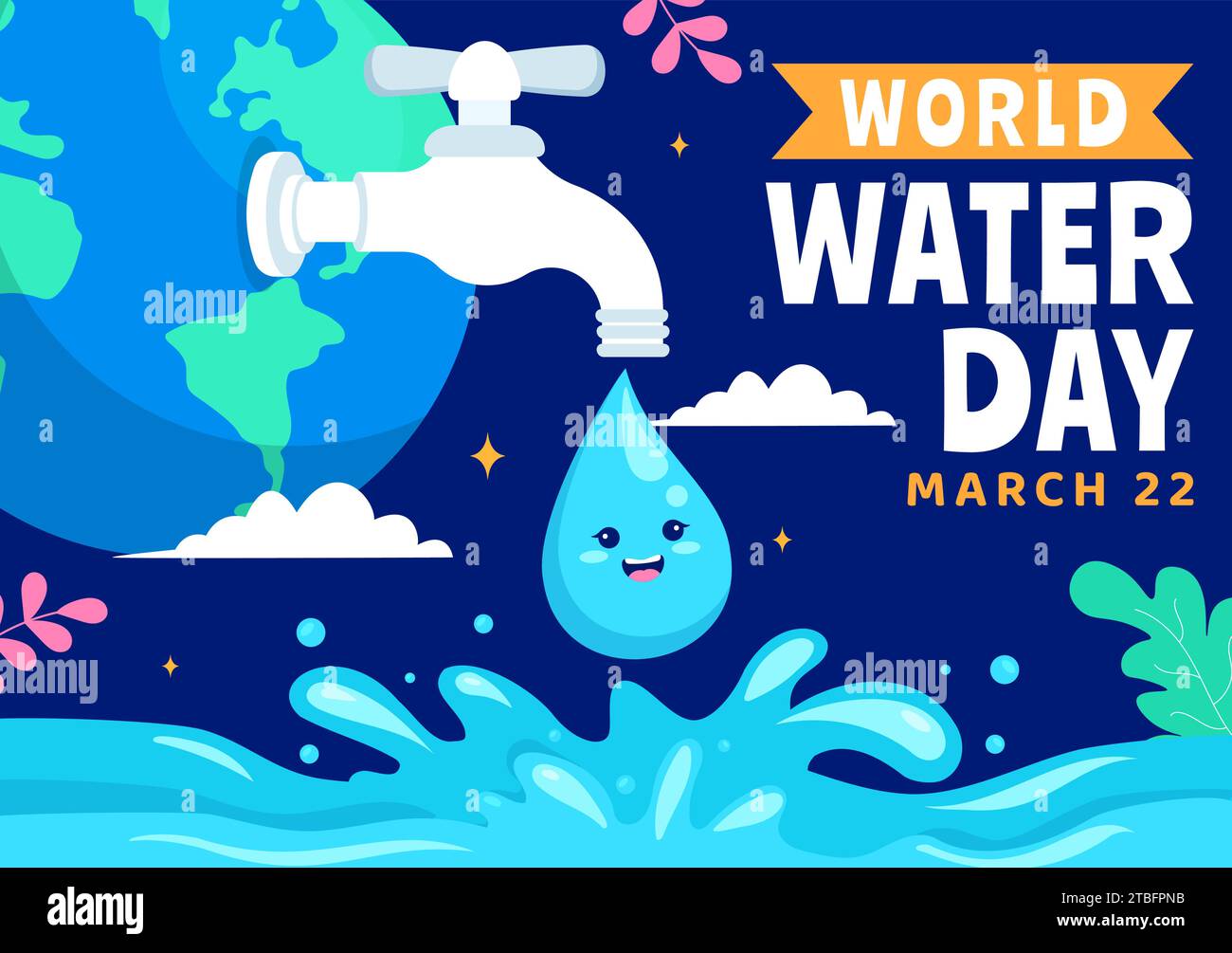 World Water Day Vector Illustration on 22 March with Waterdrop and Taps ...