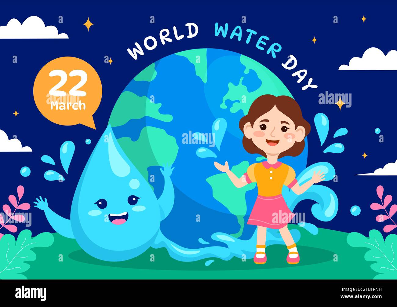 World Water Day Vector Illustration on 22 March with Waterdrop and Taps ...