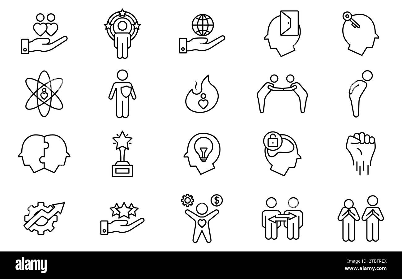 core values icon set. integrity, passion, respect, creativity, humility ...