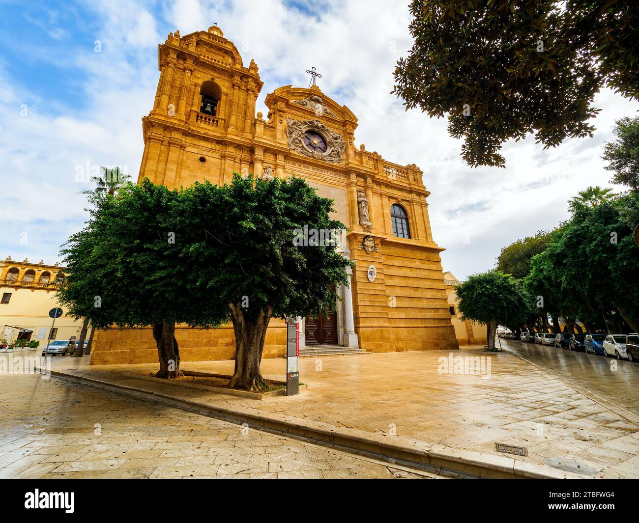 Basilica Cattedrale del Santissimo Salvatore facade in Mazara del Vallo - Trapani province, Sicily, Italy Stock Photo