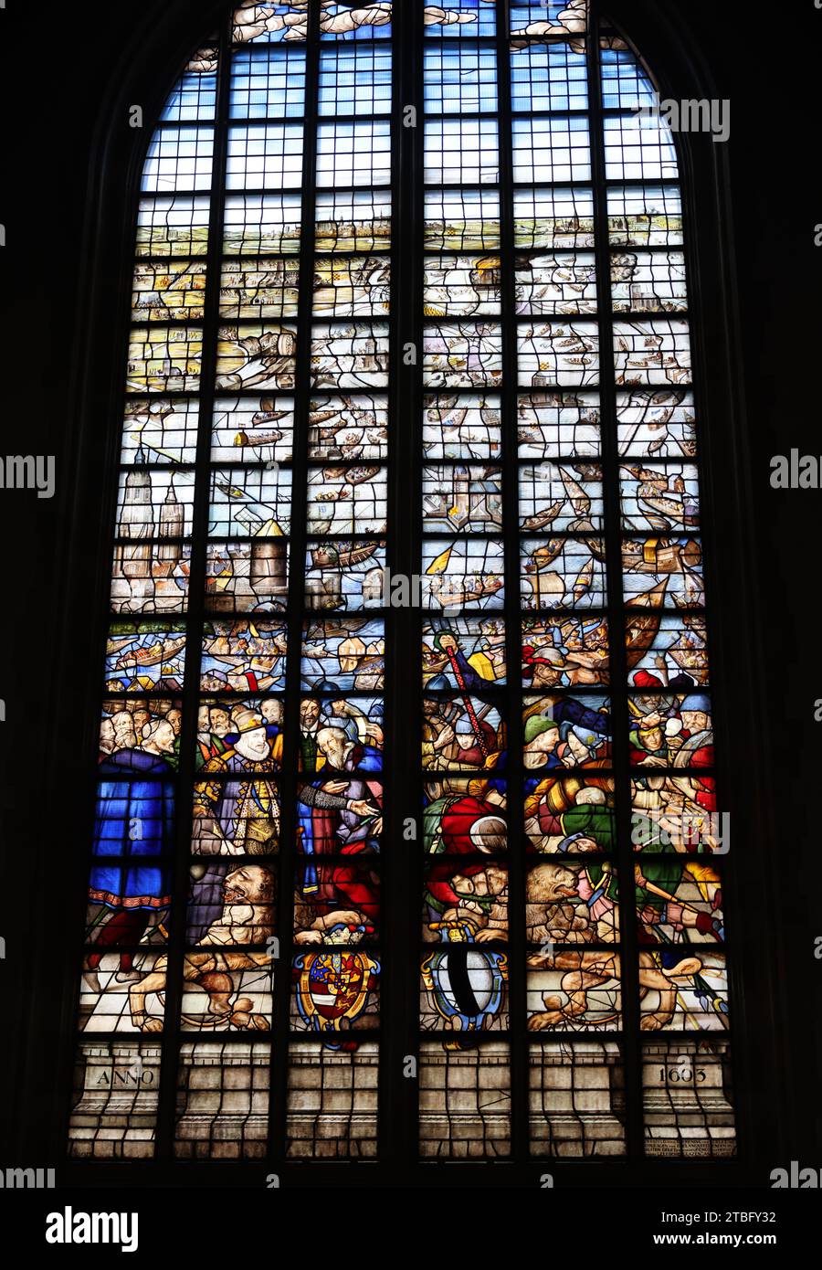 Seige Window Gouda, the Nehterlands - April 20, 2023: The Stained glass window Siege ...