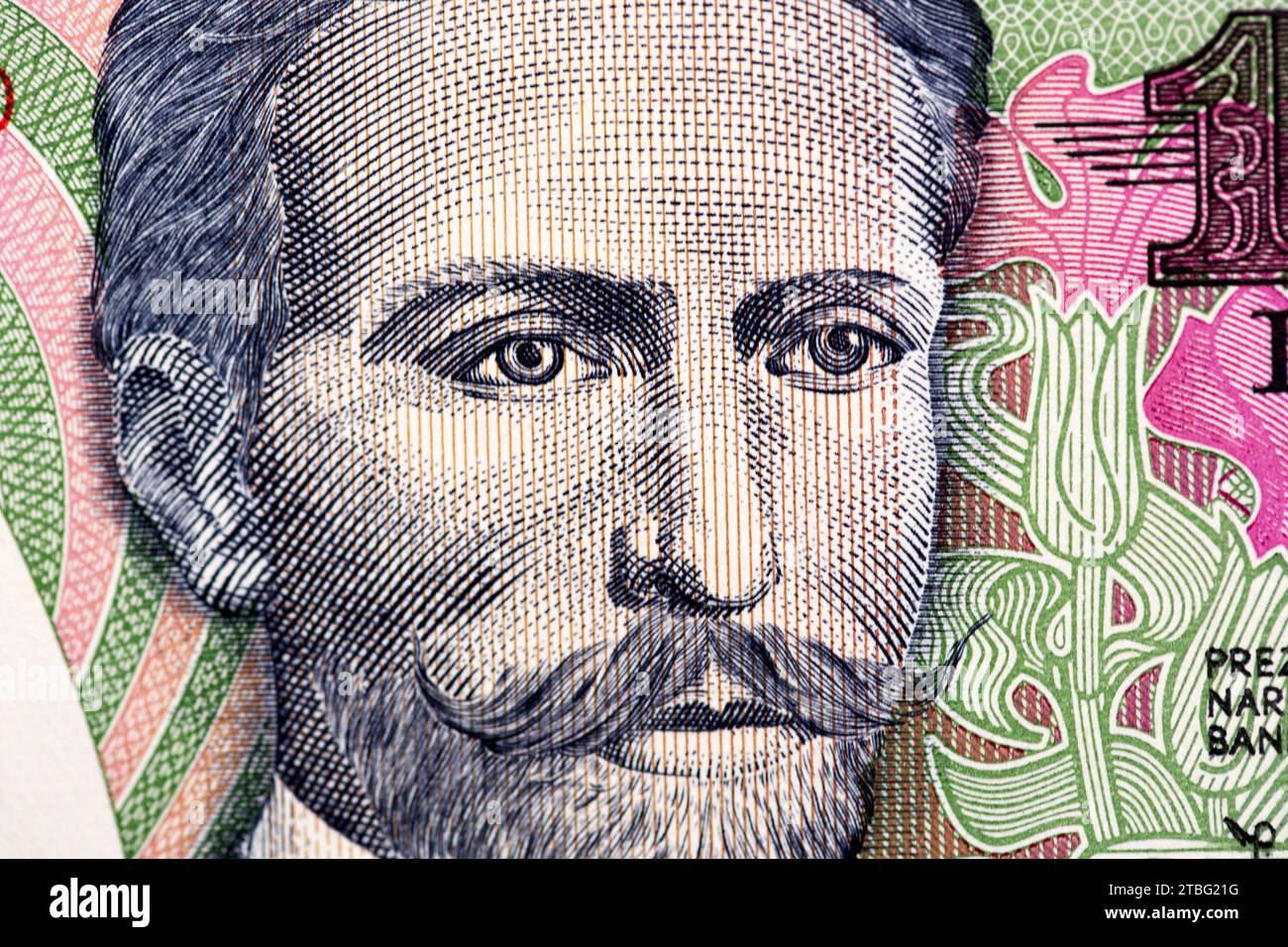 Stanislaw Wyspianski a closeup portrait from old Polish money Zloty