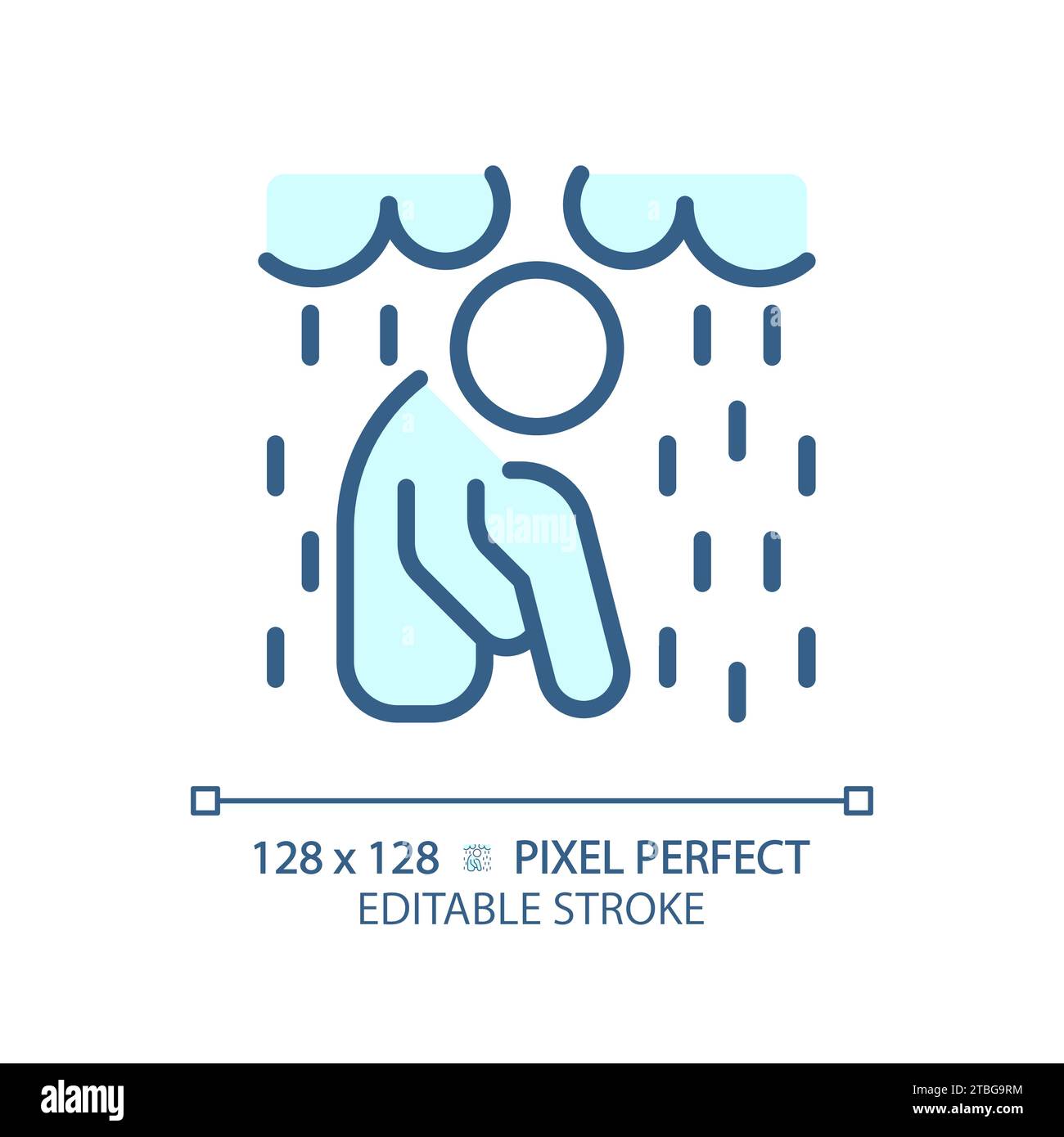 2D thin linear simple blue despair icon Stock Vector