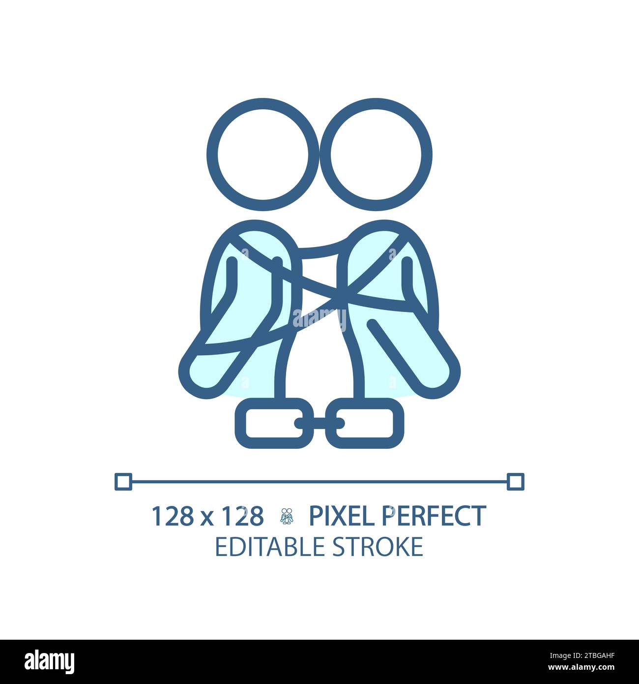 2D thin linear simple blue codependency icon Stock Vector
