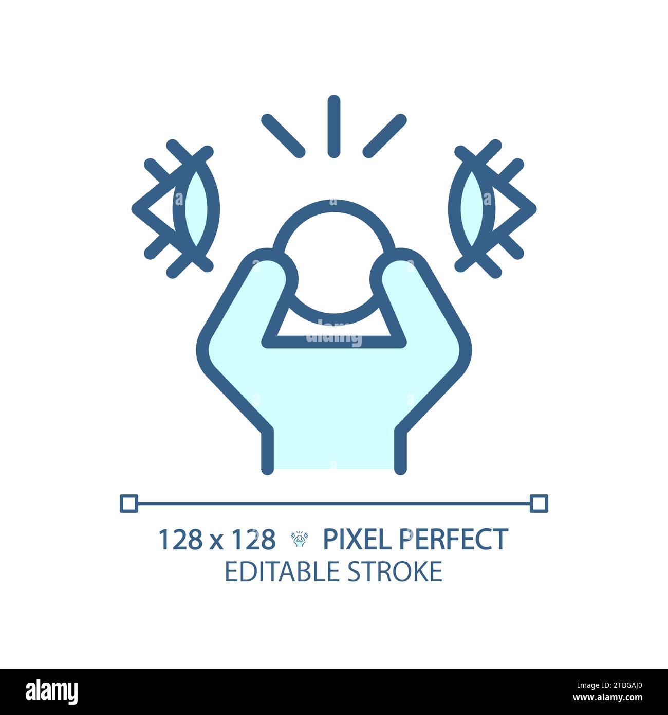 2D thin linear simple blue paranoia icon Stock Vector
