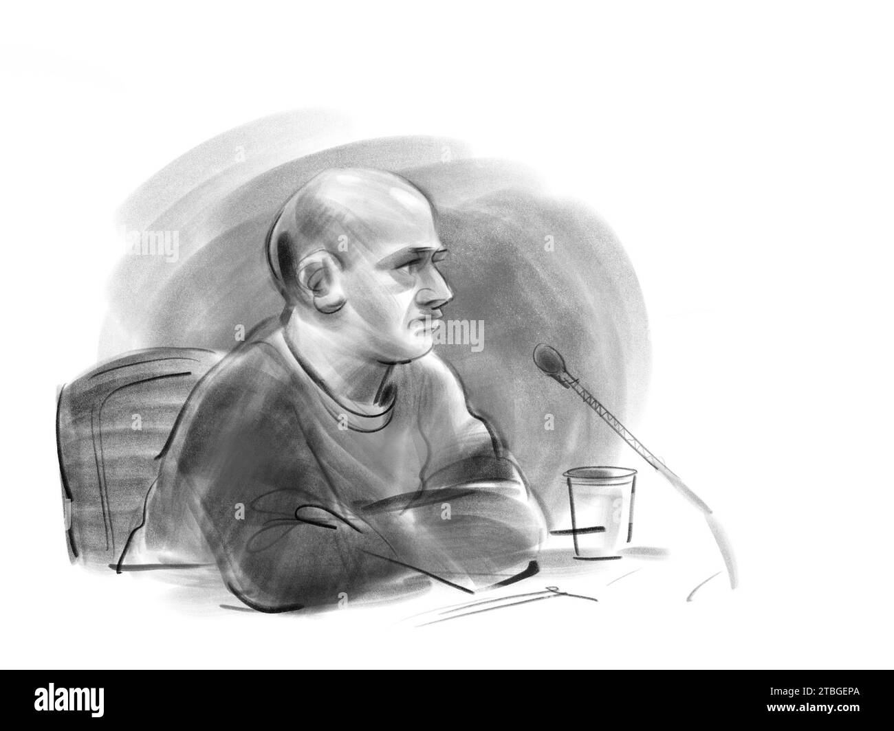 Court drawing of Sanjay Shah in a constitutional hearing at the ...