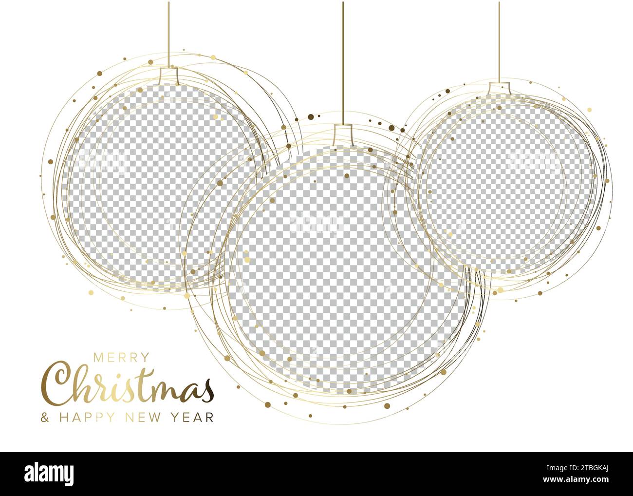 Three circle Christmas decorations photo frame layout template with Three circle Christmas decorations photo frame layout template with