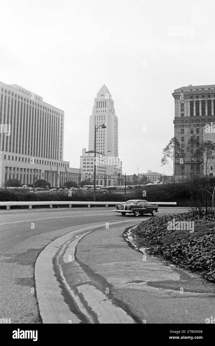 Blick auf das Rathaus von Los Angeles, 1962. View of Los Angeles City