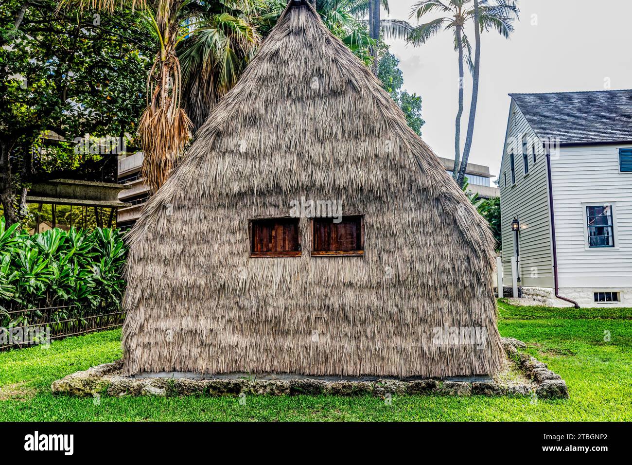 Original Christiam Missionary Palm Fronts Hut Honolulu Oahu Hawaii ...