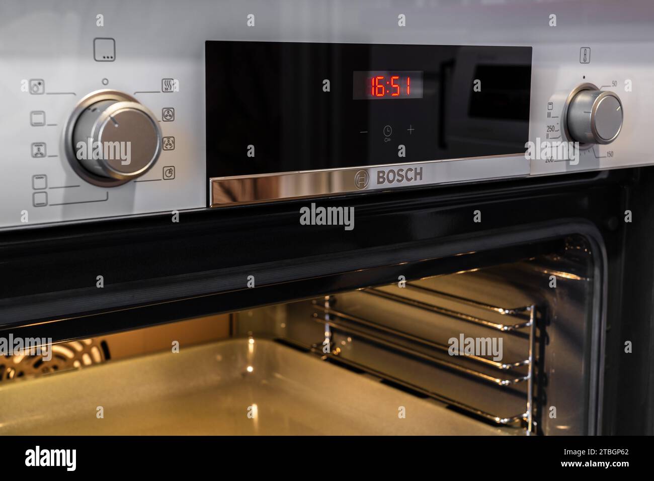 Bosch electric oven in the kitchen Stock Photo Alamy