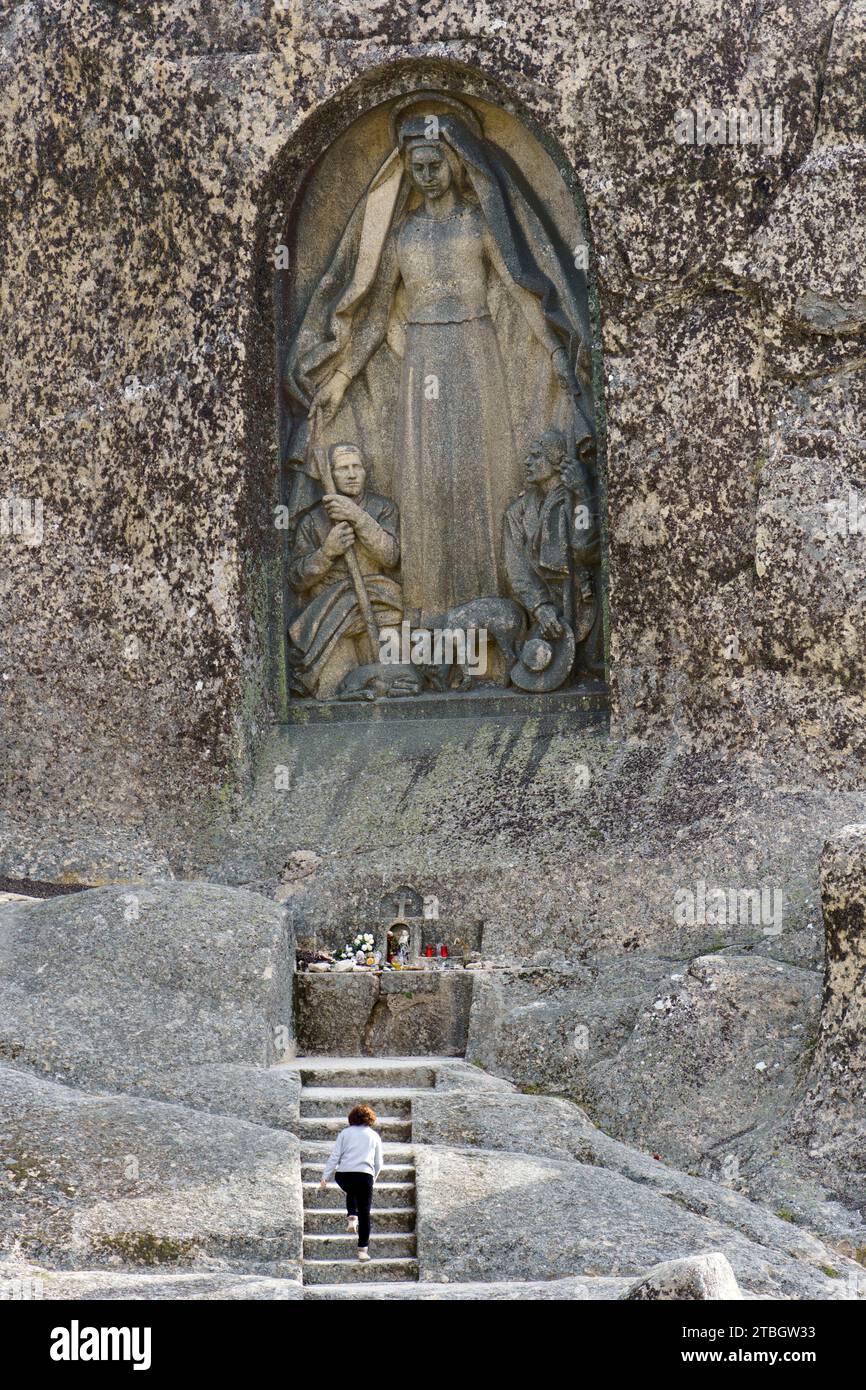 Nossa Senhora da Boa Estrela - Our Lady of the Good Star - Virgin Mary sanctuary carved into the mountainside in the Serra da Estrela, Portugal Stock Photo