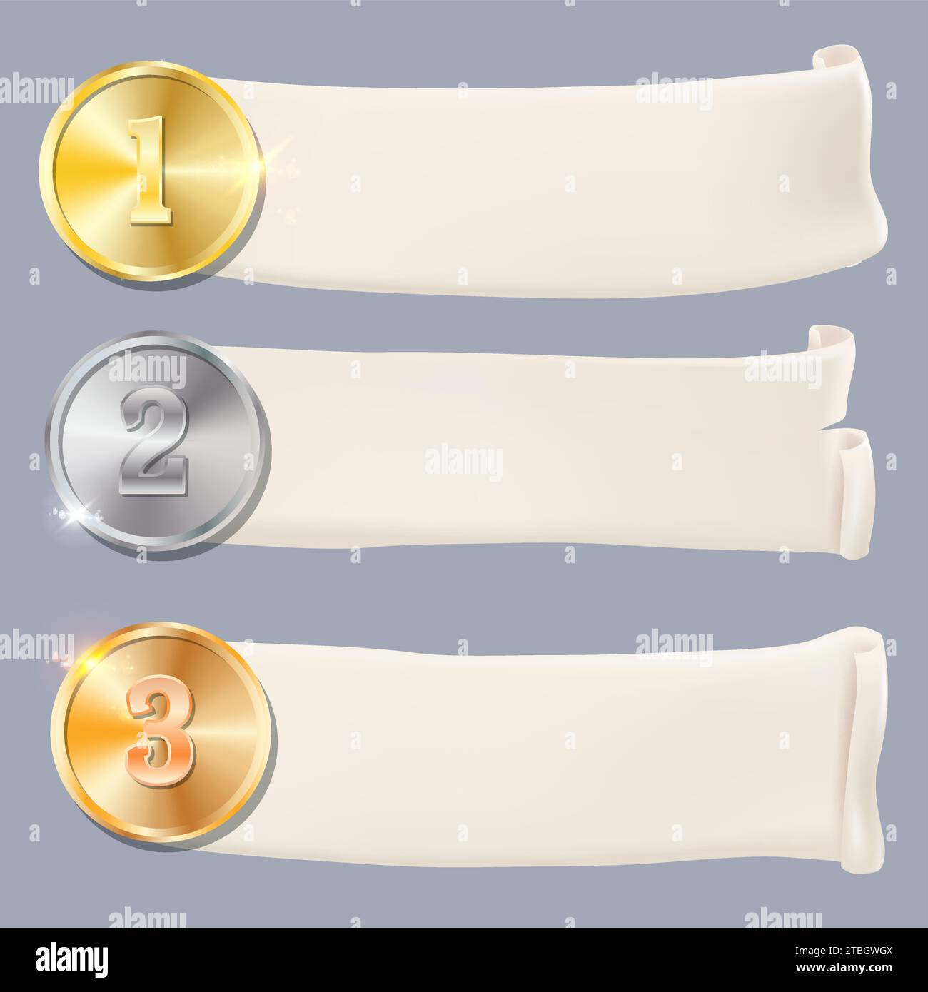 Award banner with parchment paper and winner medals Stock Vector Image ...