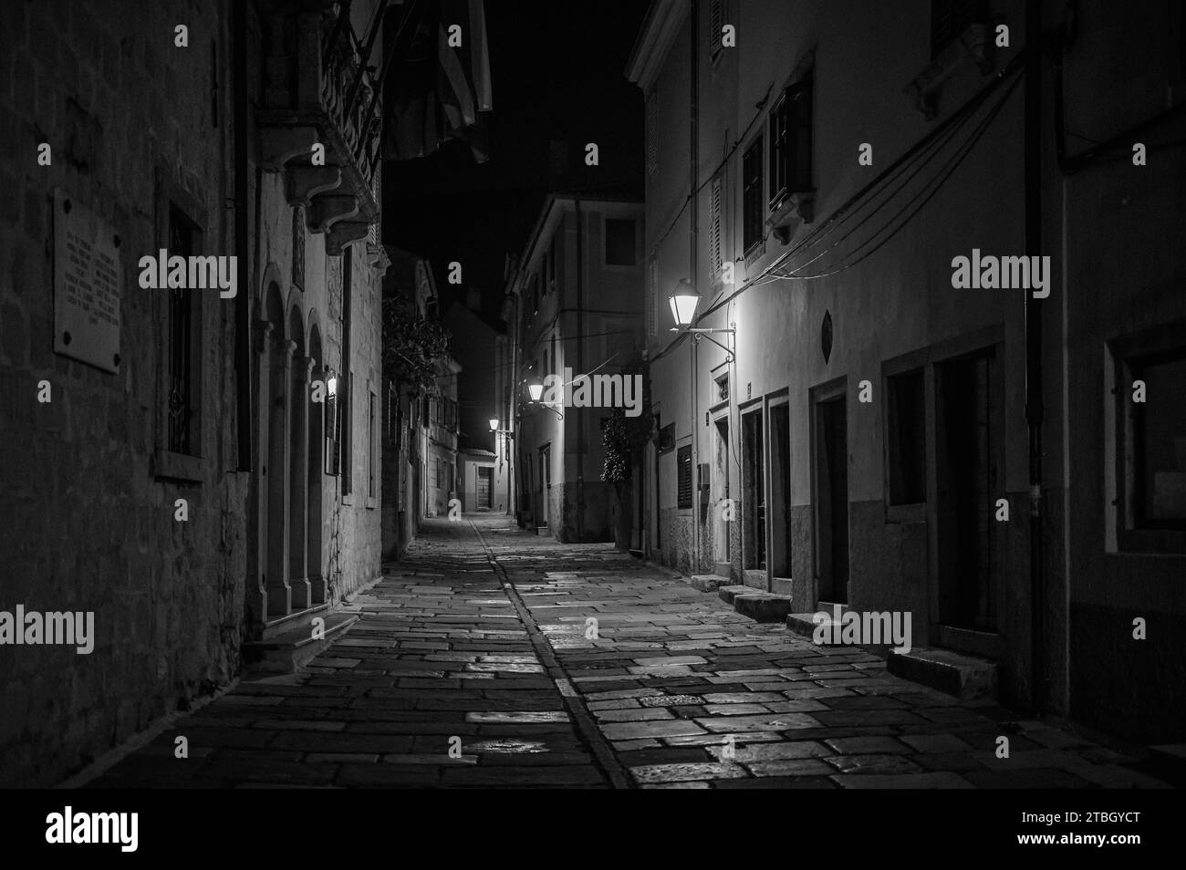 Cres, Croatia October 23, 2022 Narrow street in Cres with old