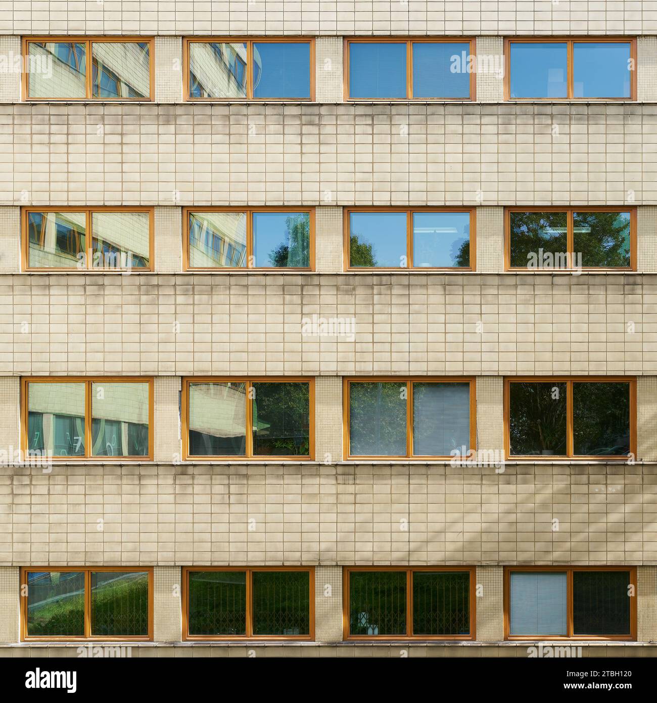 Window front of an office building in the city center of Prague in the Czech Republic Stock Photo