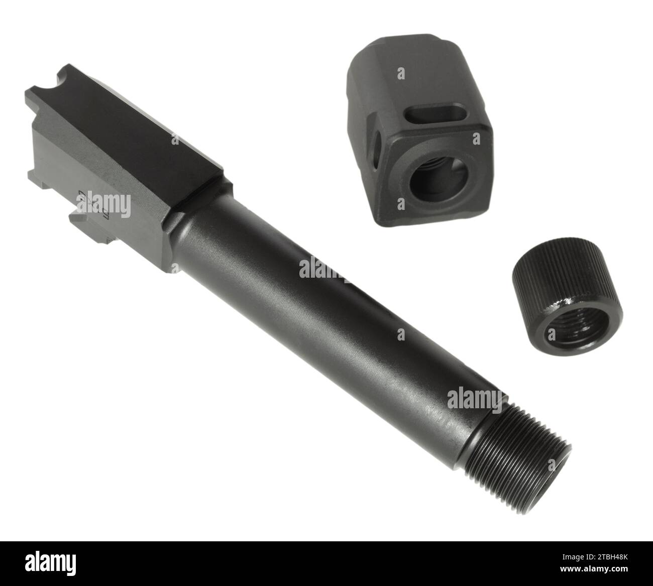 Barrel with threading for a 9x19 mm cartridge with matching muzzle