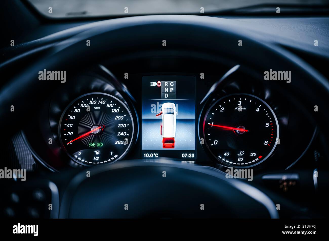 Miles Speedometer of Modern car close up Stock Photo Alamy