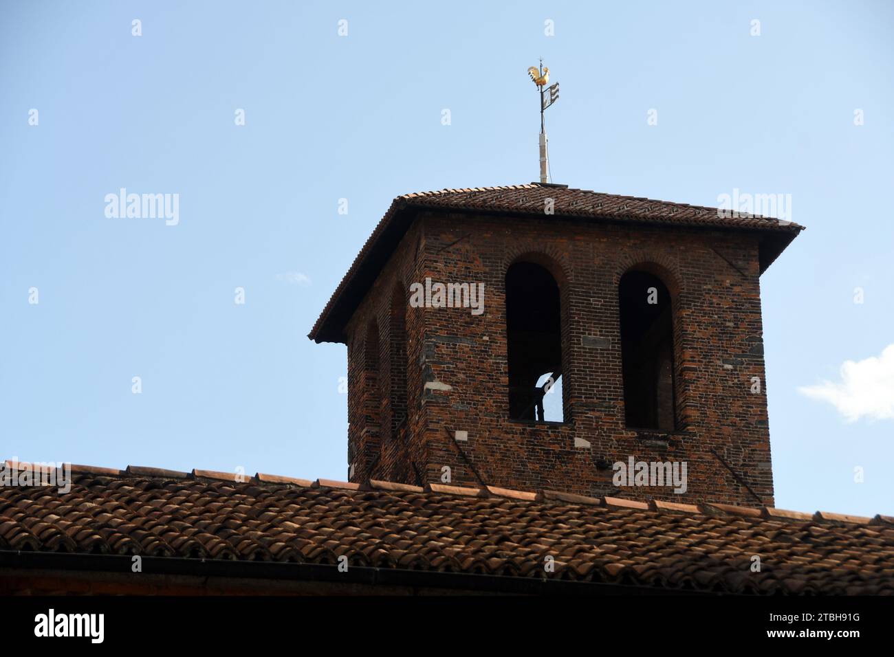 Milano Italy - Basilica Sant'Ambrogio, bell tower Stock Photo