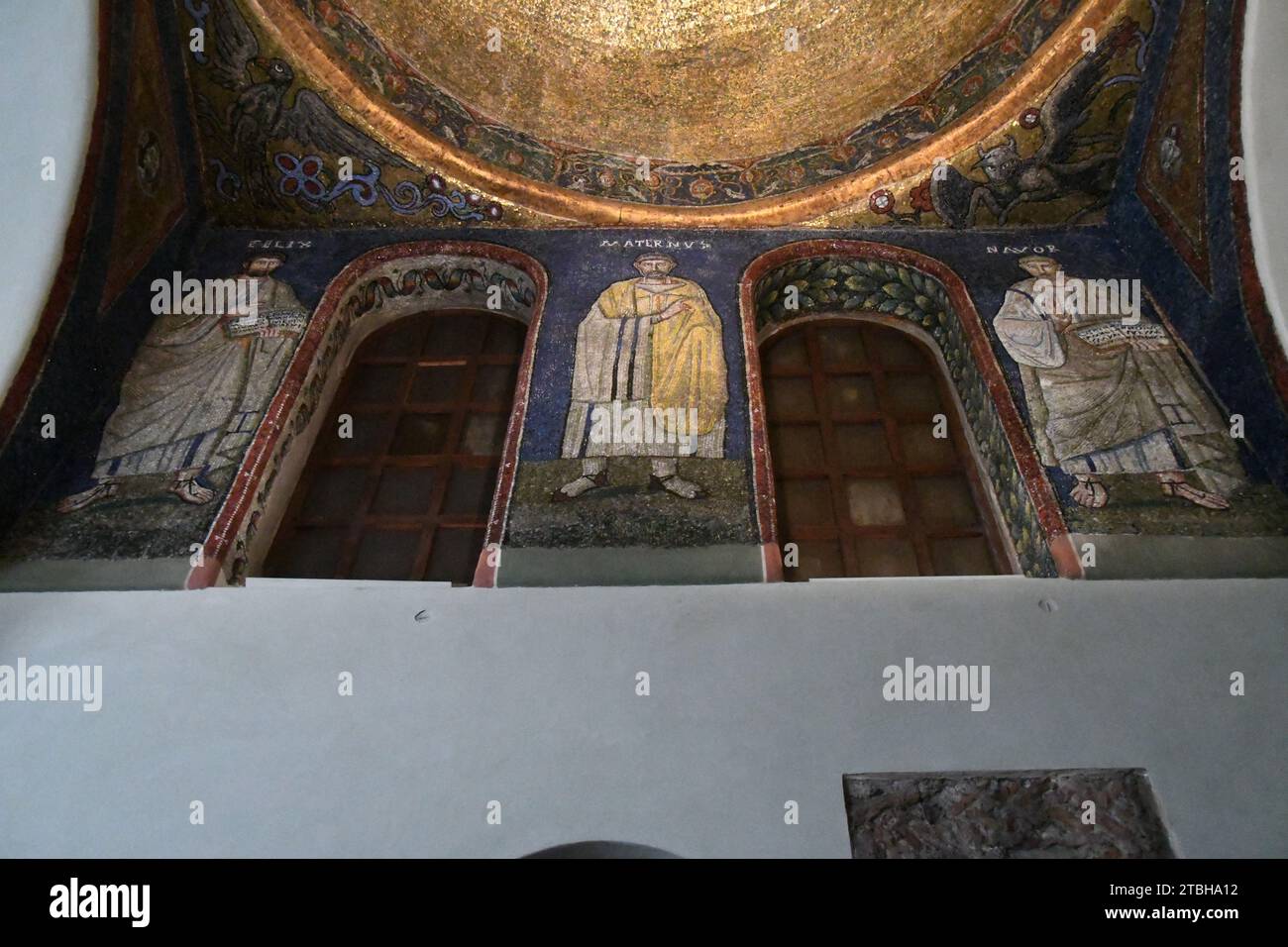 Milano Italy - Basilica Sant'Ambrogio, inside, chapel of San Vittore in golden sky Stock Photo