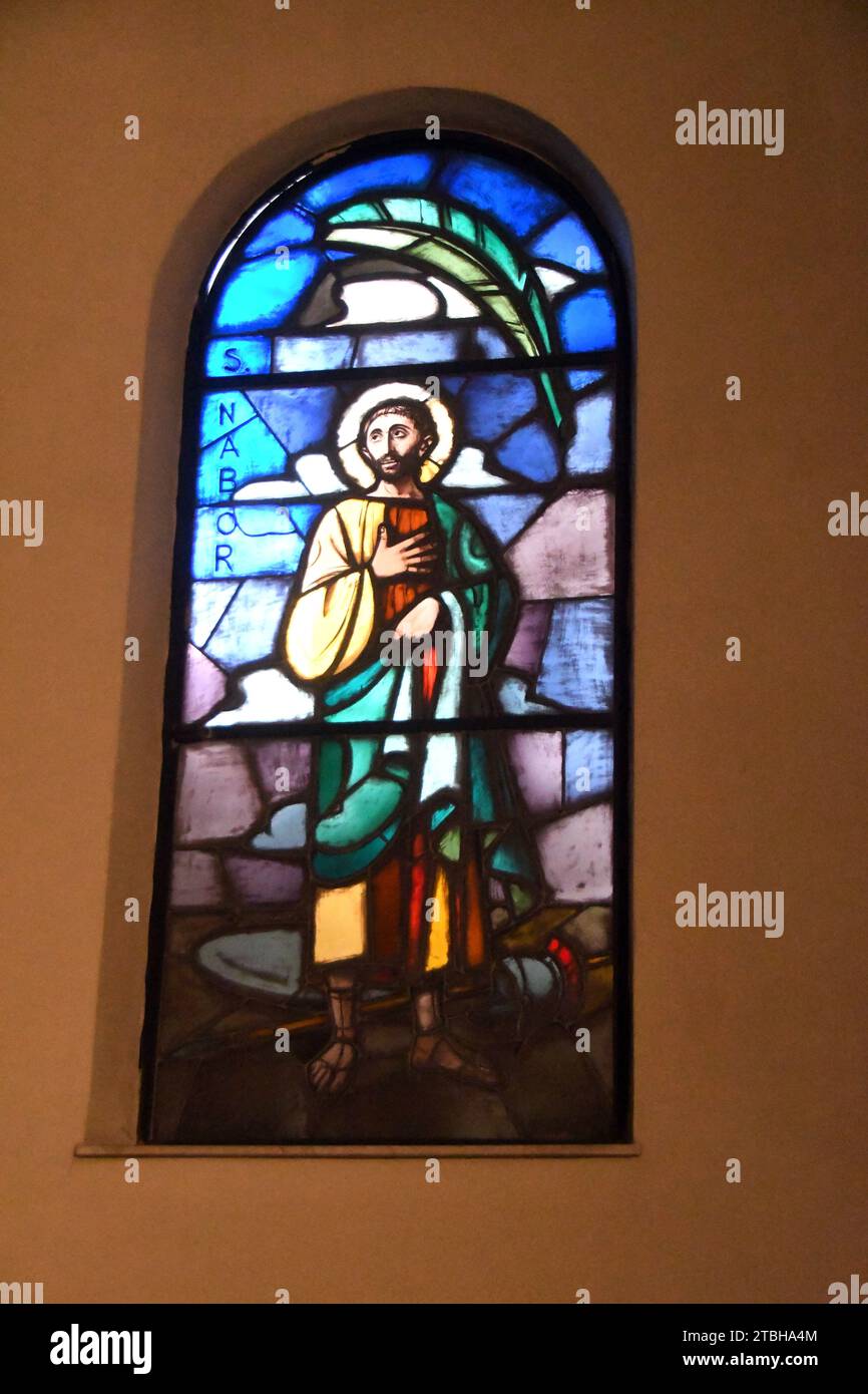 Milano Italy - Basilica Sant'Ambrogio, inside chapel crucifix, mosaic Stock Photo