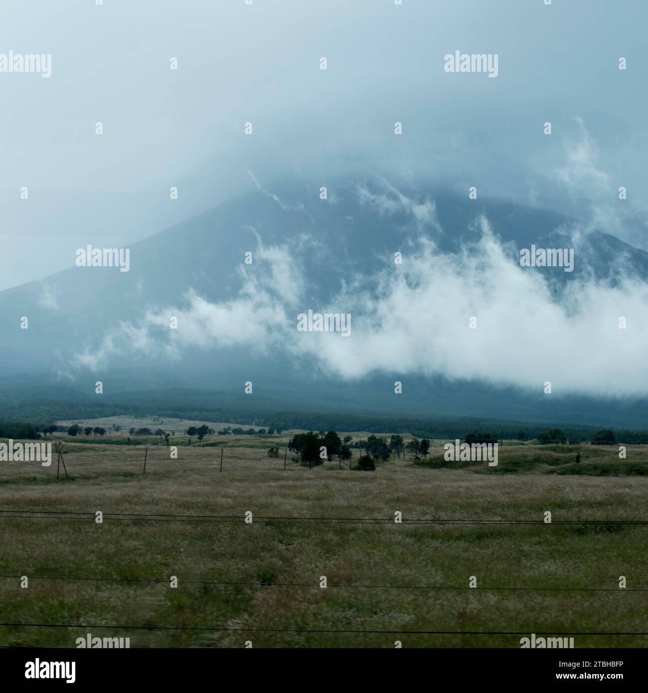 mount fuji through the mist Stock Photo