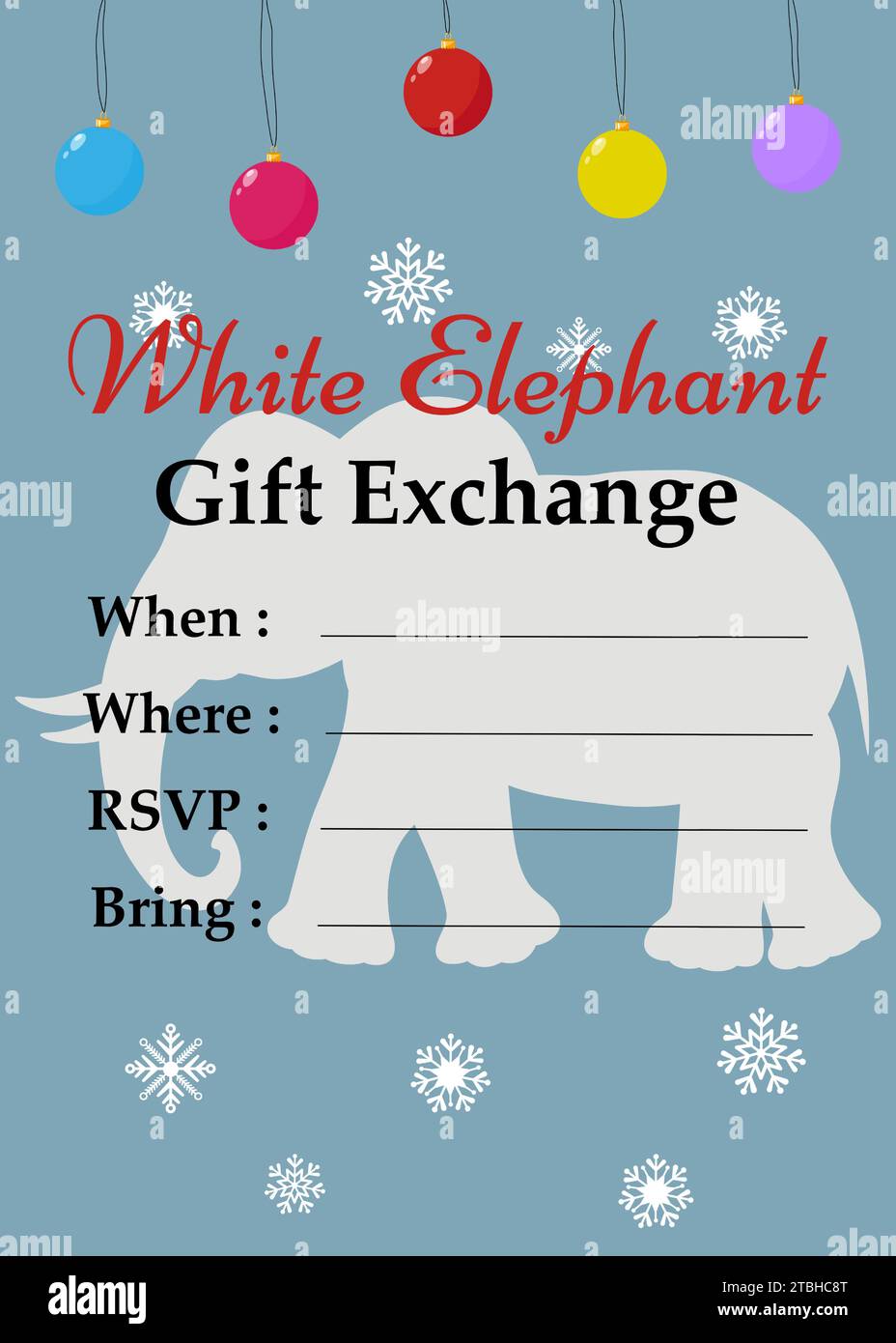 https://c8.alamy.com/comp/2TBHC8T/white-elephant-gift-exchange-gift-exchange-game-for-christmas-white-elephant-invitation-fun-and-modern-party-invitation-template-vector-illustratio-2TBHC8T.jpg