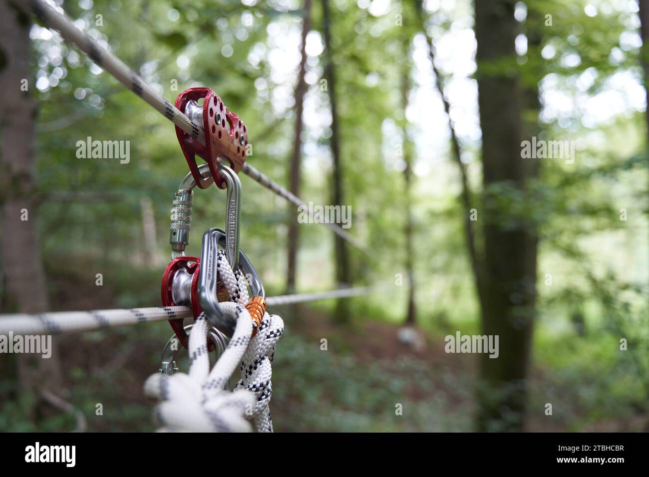 A rope with a couple of carabiners to use as ropeway in Switzerland in ...