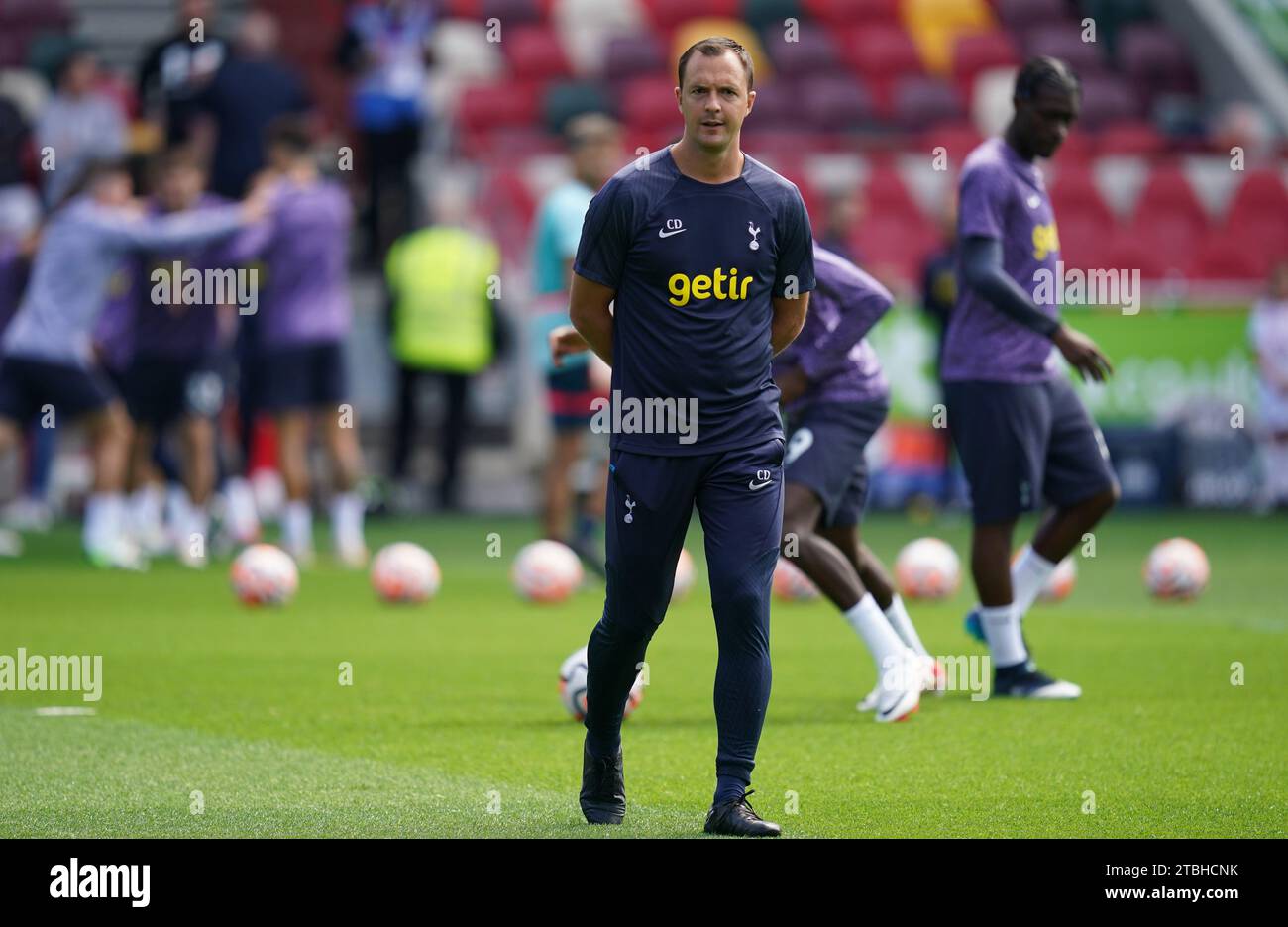 Tottenham Hotspur assistant senior coach Chris Davies before the Premier League match at the Gtech Community Stadium, London. Picture date: Sunday August 13, 2023. Stock Photo