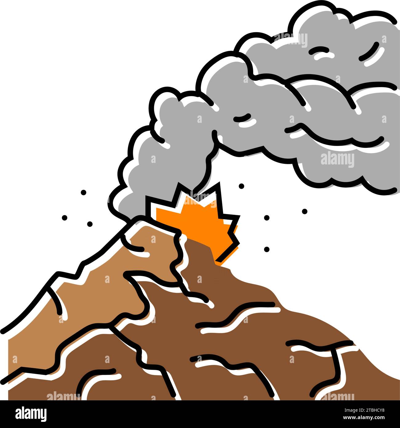 active volcano lava color icon vector illustration Stock Vector Image ...