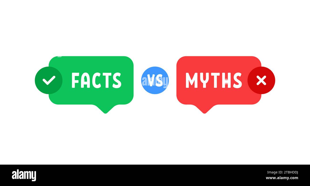 green and red bubbles with myths vs facts Stock Vector