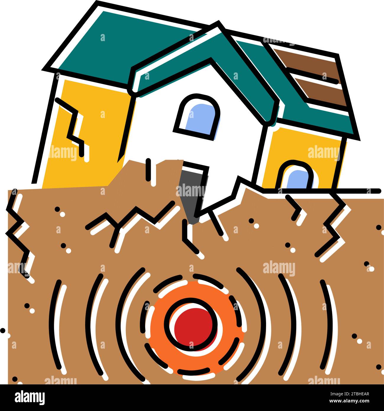 house earthquake destroyed color icon vector illustration Stock Vector