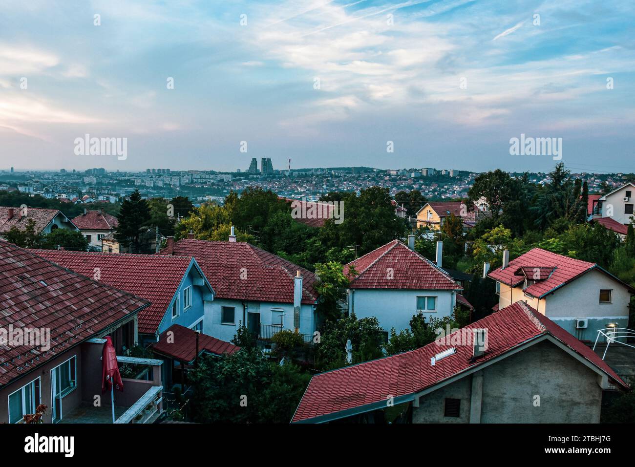 Panorama of the city. Urban landscape. Belgrade landscape. A quiet corner of the big city Stock Photo