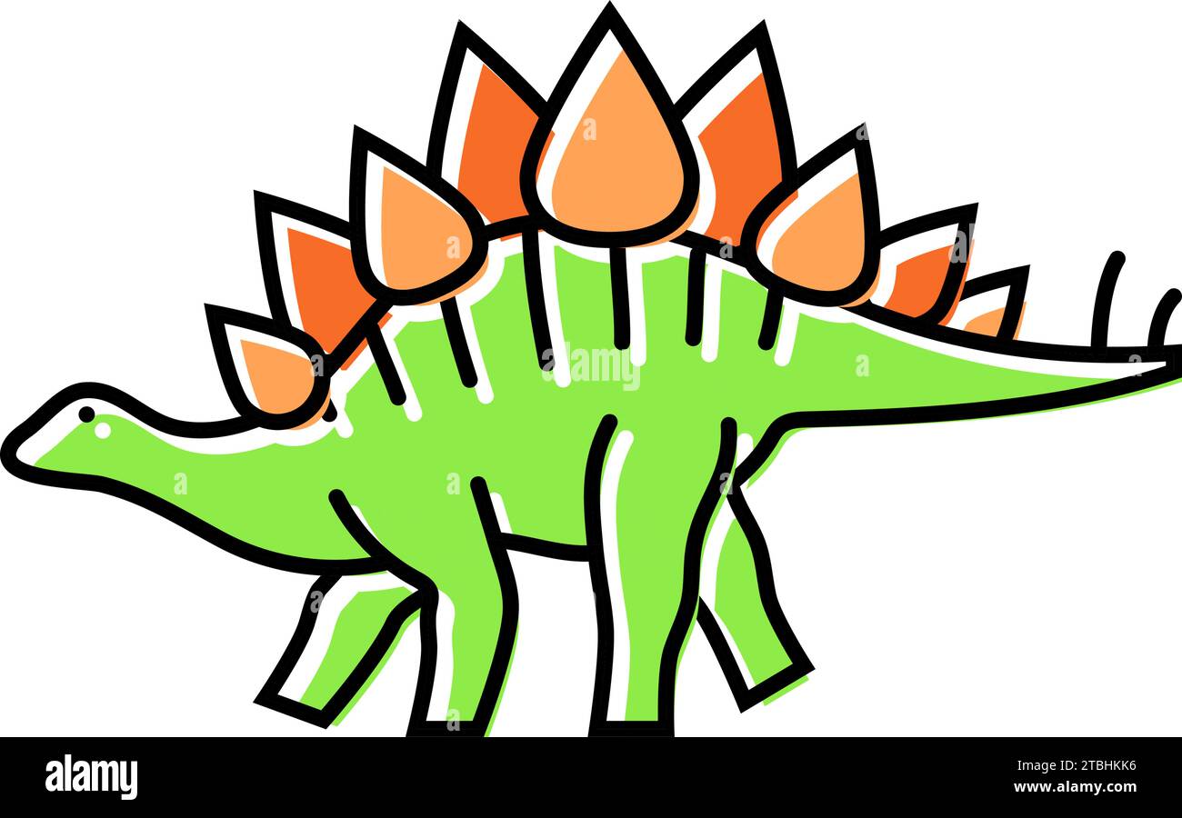 stegosaurus dinosaur animal color icon vector illustration Stock Vector ...