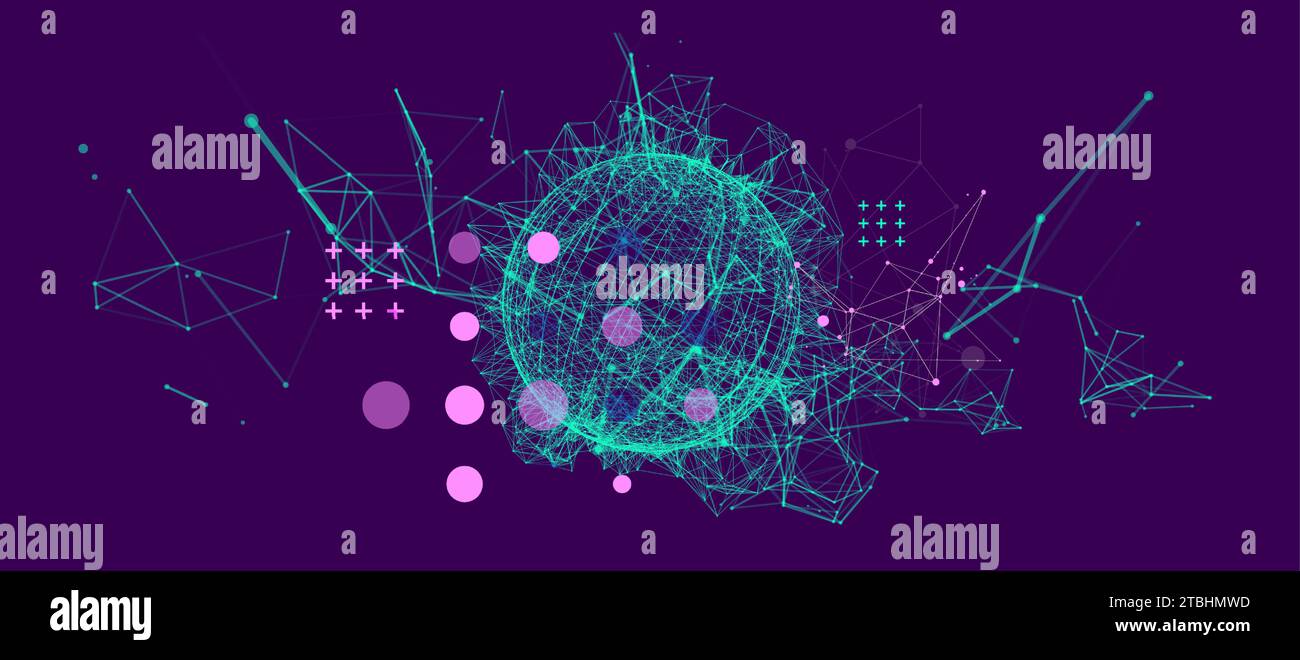 Abstract sphere background with plexus effect. 3D surface. Hand made ...