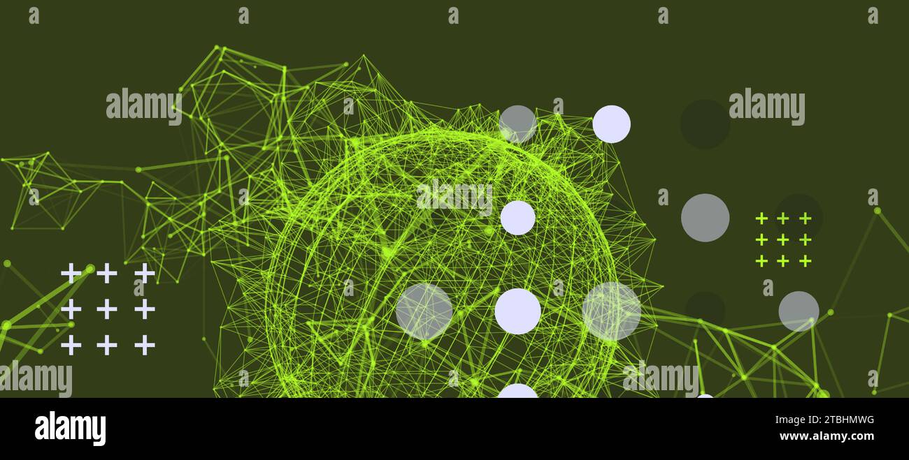 Abstract sphere background with plexus effect. 3D surface. Hand made vector illustration. Stock Vector