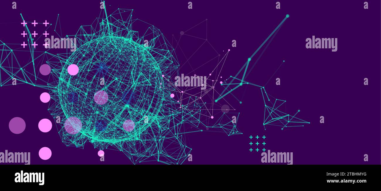Abstract sphere background with plexus effect. 3D surface. Hand made ...
