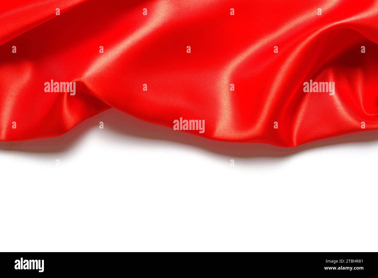 Red silk fabric white background Stock Photo
