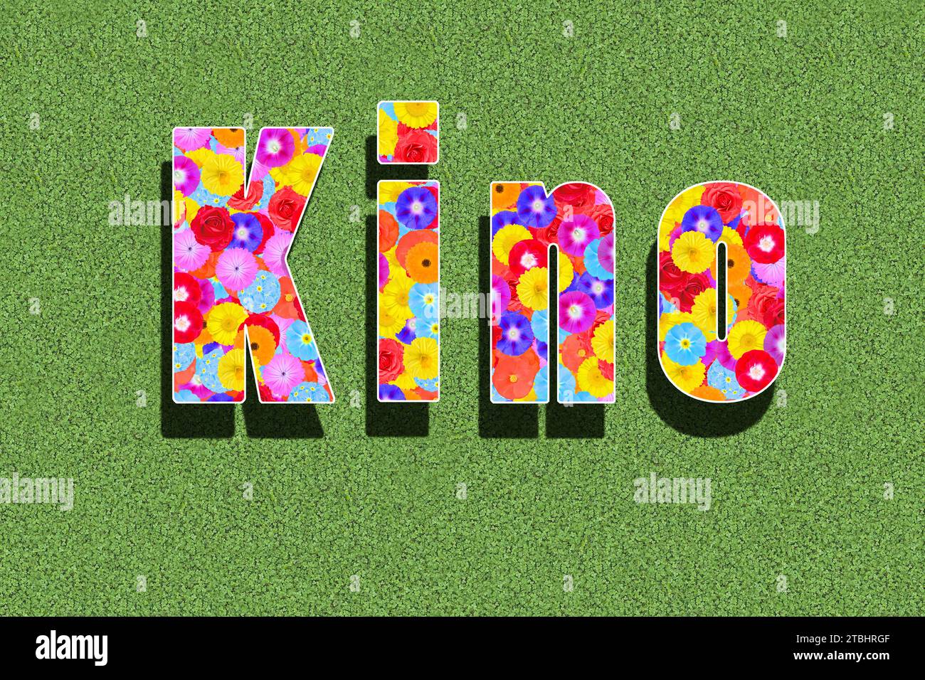 german word Kino for Cinema, text written with colorful flowers on ...