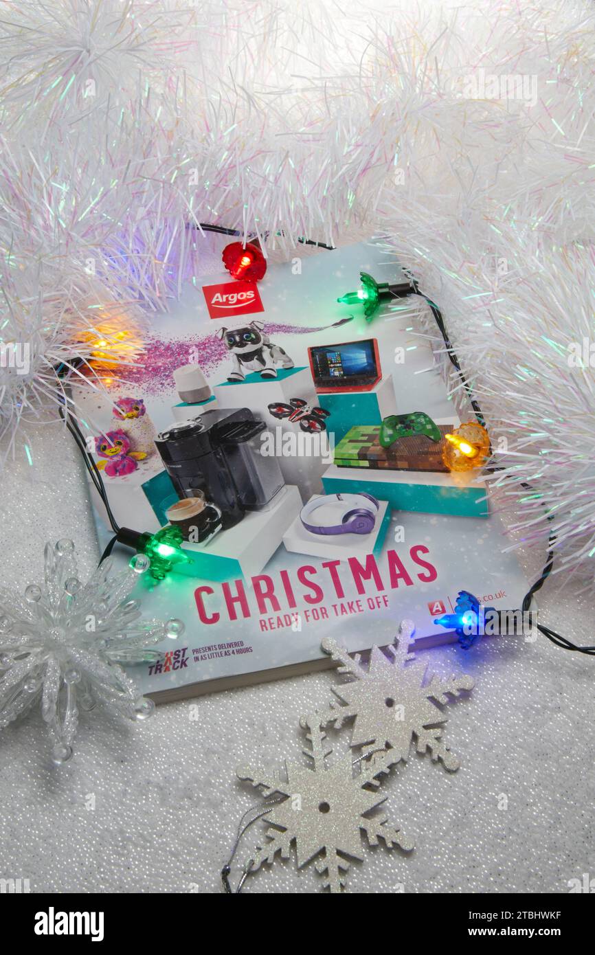 A 2017 Argos Christmas catalogue (gift guide). Photographed on a