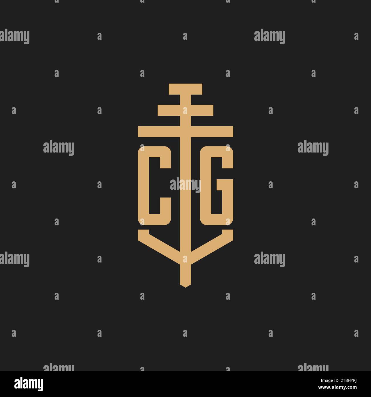 CG initial logo monogram with pillar icon design vector, law firm logo ...