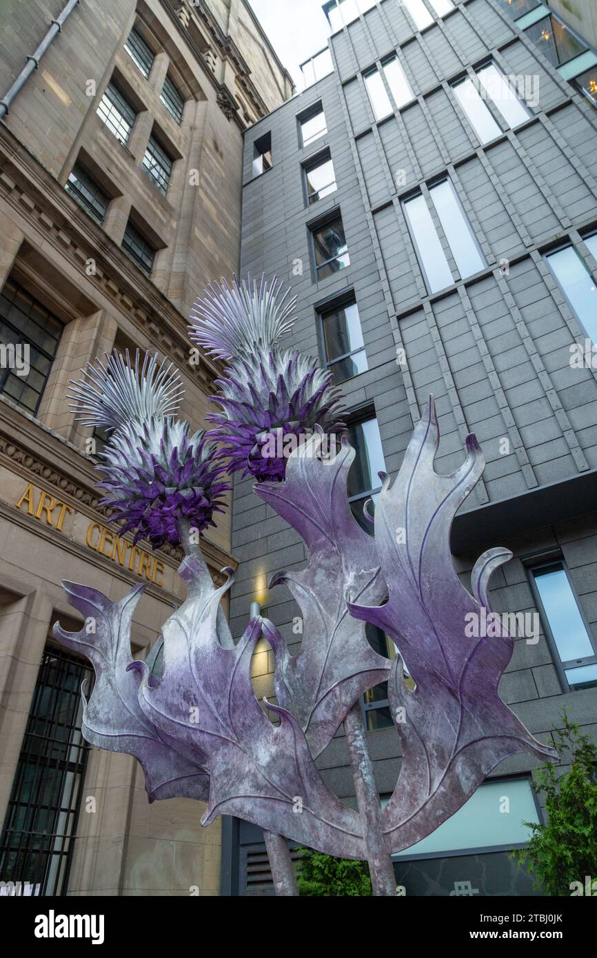 Thistle sculpture 'Blawn wi the Wind' by Artfe K Paxton Blacksmiths Stock Photo